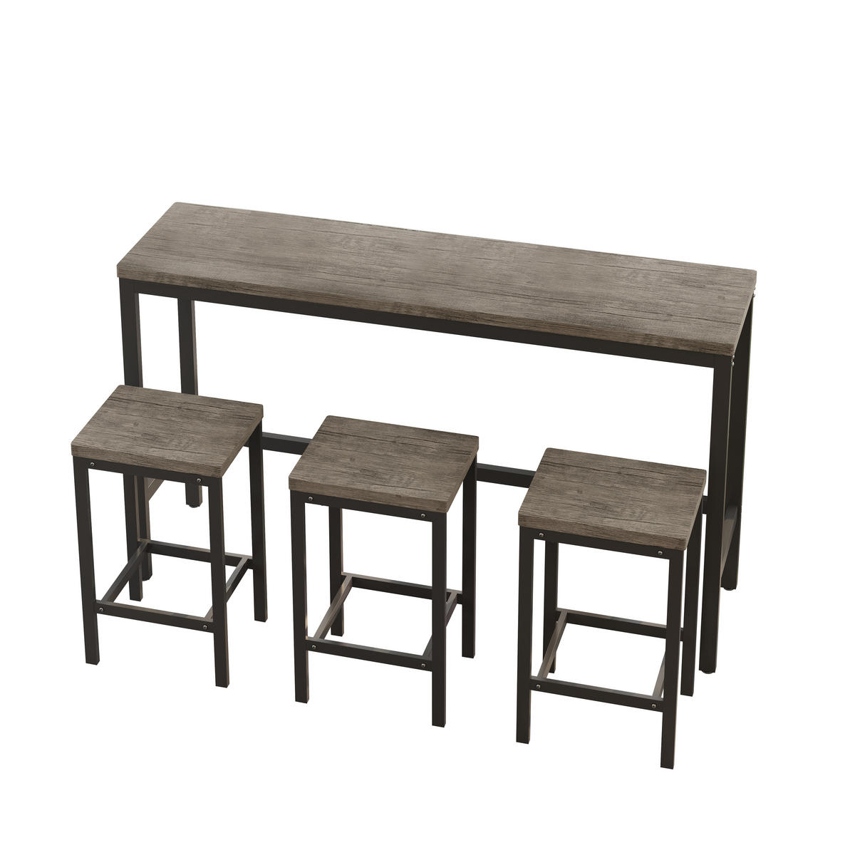 BARMÖBEL-SET 148/40/90 cm braun und grau mit 3 Hockern aus MDF und Metall - Braun, Holzwerkstoff (148/90/40cm) - OKWISH