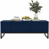 COUCHTISCH Elpis Marineblau matt Glamour 110 cm - Blau/Schwarz, Holzwerkstoff/Metall (54/110/39cm) - Meble Lindner