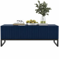 COUCHTISCH Elpis Marineblau matt Glamour 110 cm - Blau/Schwarz, Holzwerkstoff/Metall (54/110/39cm) - Meble Lindner