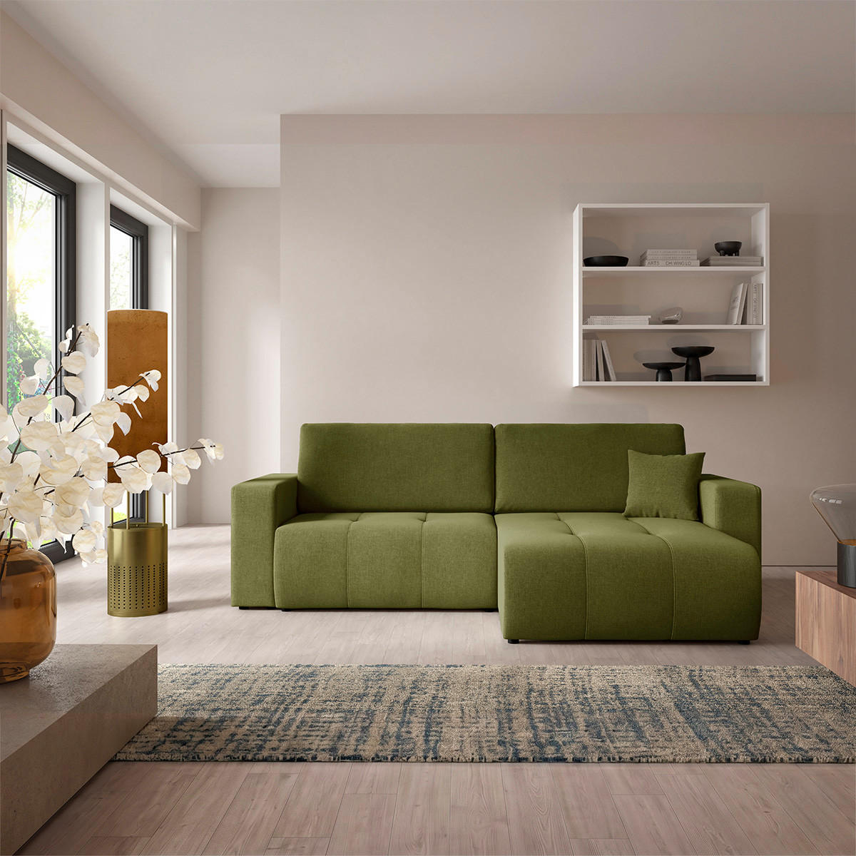 ECKSOFA Giulia 3 Sitzplätze Grün - Grün, Holz (244/149cm) - Petits-meubles