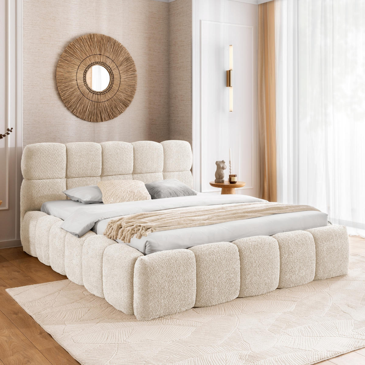 POLSTERBETT mit Stauraum 200x200 cm in Creme - Creme, Textil (200/200cm) - Home Collective