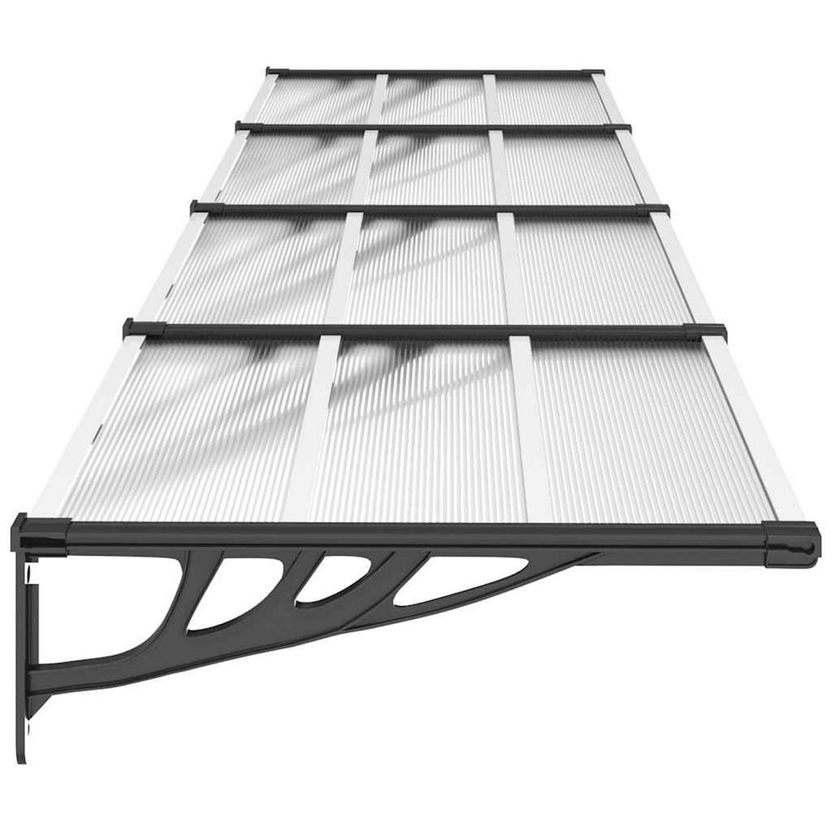 TÜRVORDACH Schwarz Und Transparent 396/90 Cm Polycarbonat - Transparent, Kunststoff (396/27.5/90cm) - vidaXL