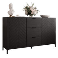 KOMMODE LORIEN 153 cm, 3 Schublade(n) Schwarz - Schwarz, Holzwerkstoff/Metall (153.1/95.1/40.6cm) - Idohome