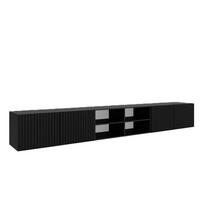 TV-SCHRANK Schwarz RIO Offene Regale Geriffelt 300 cm - Schwarz, Holzwerkstoff (300/41/40cm) - Sepro Meble