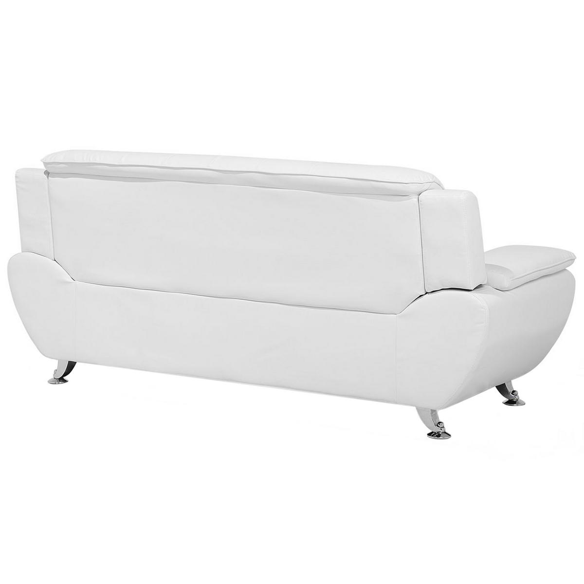 3-SITZER-SOFA Kunstleder Weiß Leira - Weiß, Kunststoff/Textil (201/88/86cm) - Beliani