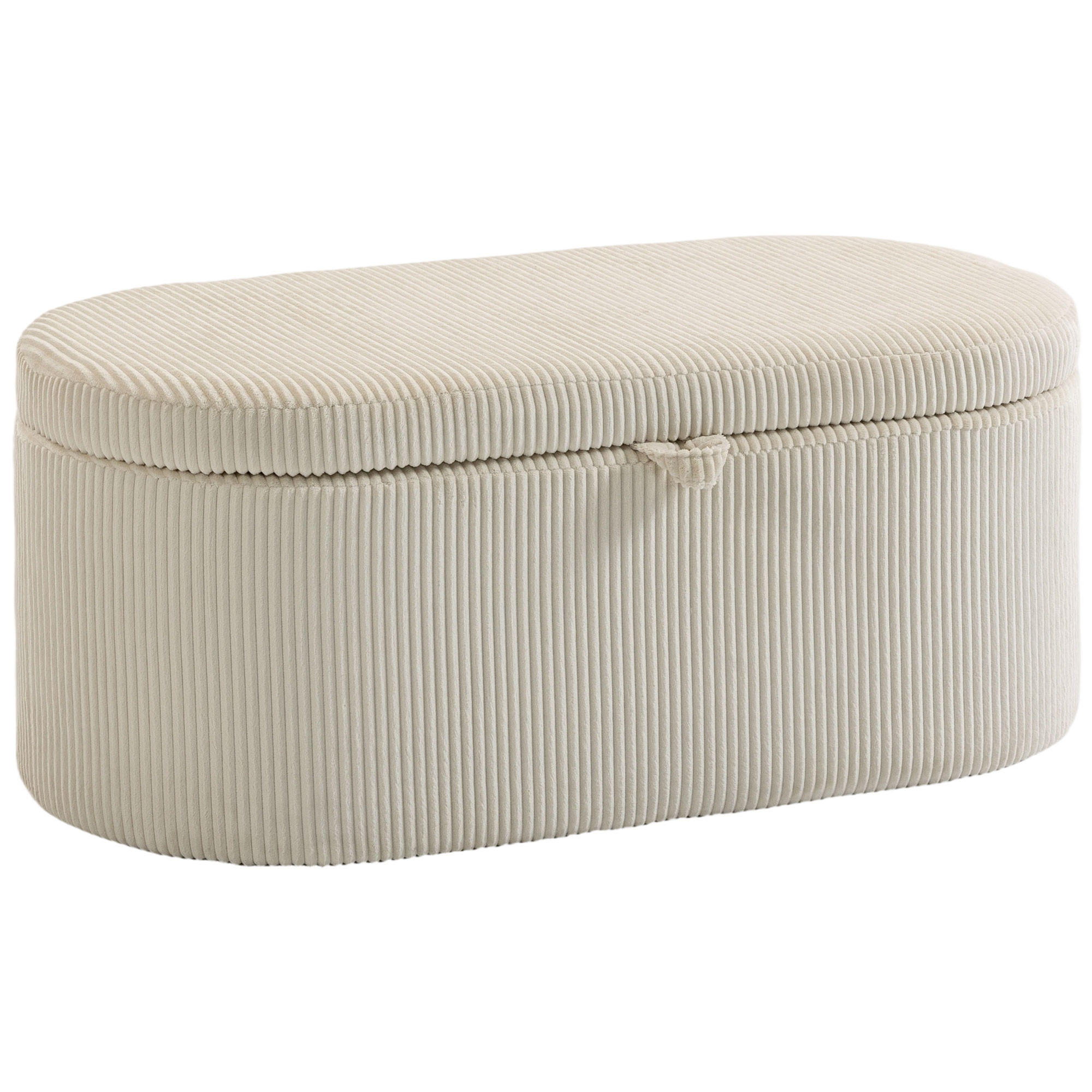 TRUHENBANK DE-07219 mit Cord-Polsterung und Stauraum Beige - Beige, Holz/Textil (51/49/105cm) - ComfortXL