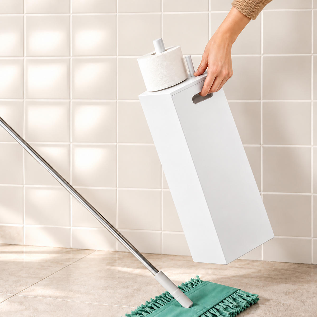 TOILETTENPAPIERHALTER Weiß MDF für 4 Rollen - Weiß, Holzwerkstoff (14/44/14cm) - Relaxdays