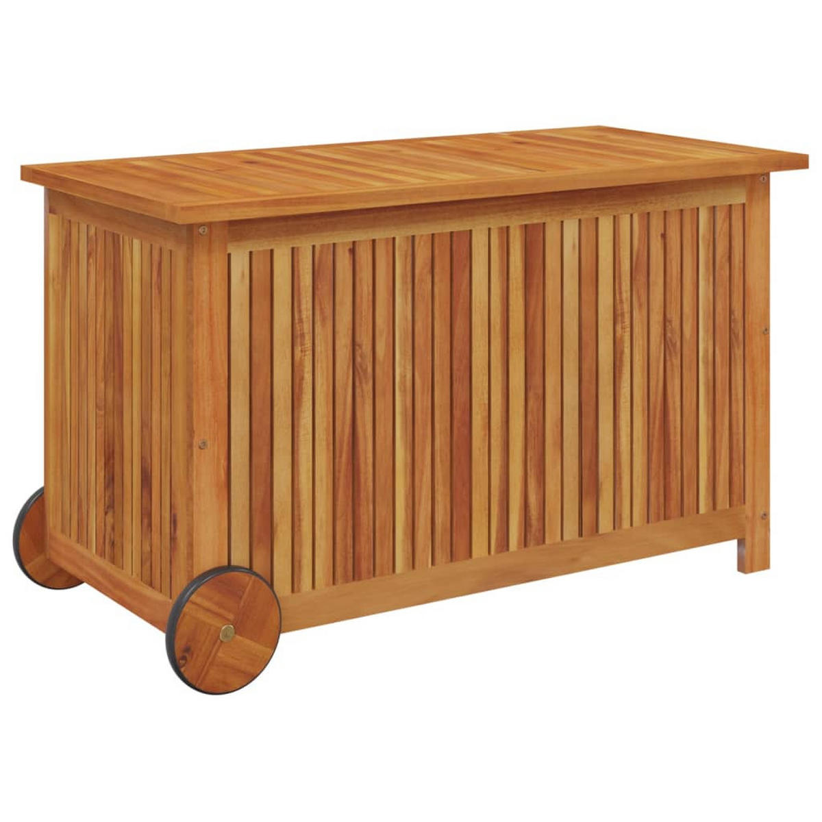 GARTENTRUHE mit Rollen 90x50x58 cm Massivholz Akazie - Braun, Holz (90/58/50cm) - furnicato