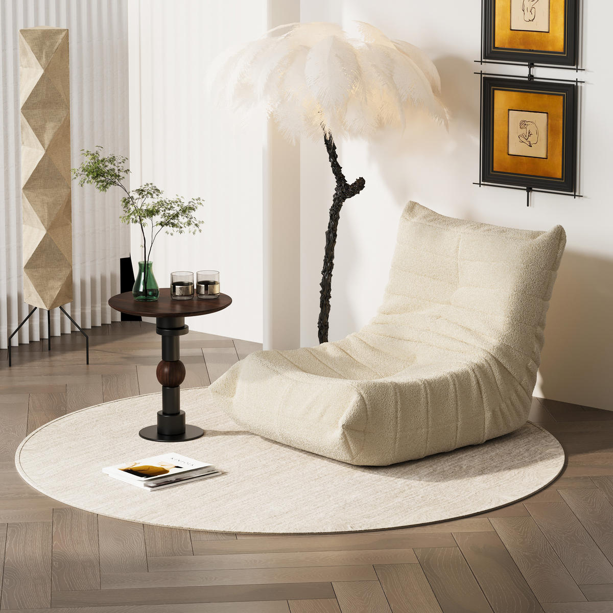LOUNGESOFA 110/85/79 cm aus Teddy Optik in Beige mit Rückenlehne - Beige, Textil (110/79/85cm) - BEAOK
