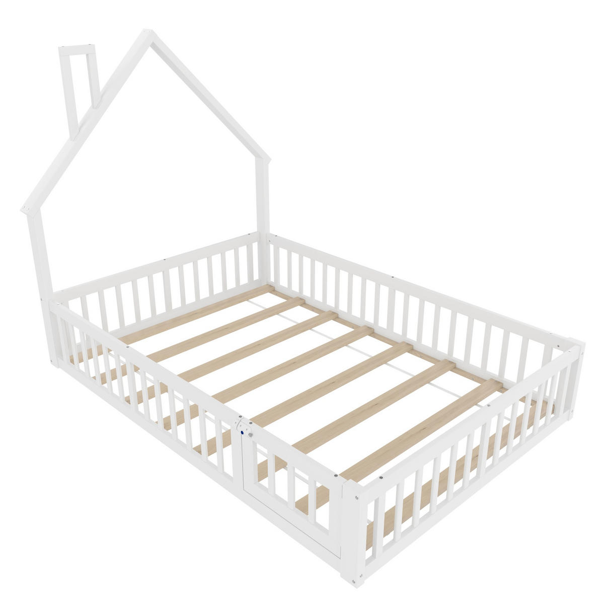KINDERBETT mit Rausfallschutz 140x190 cm Kiefernholz Weiß - Weiß, Holzwerkstoff (90/190cm) - Beauniv