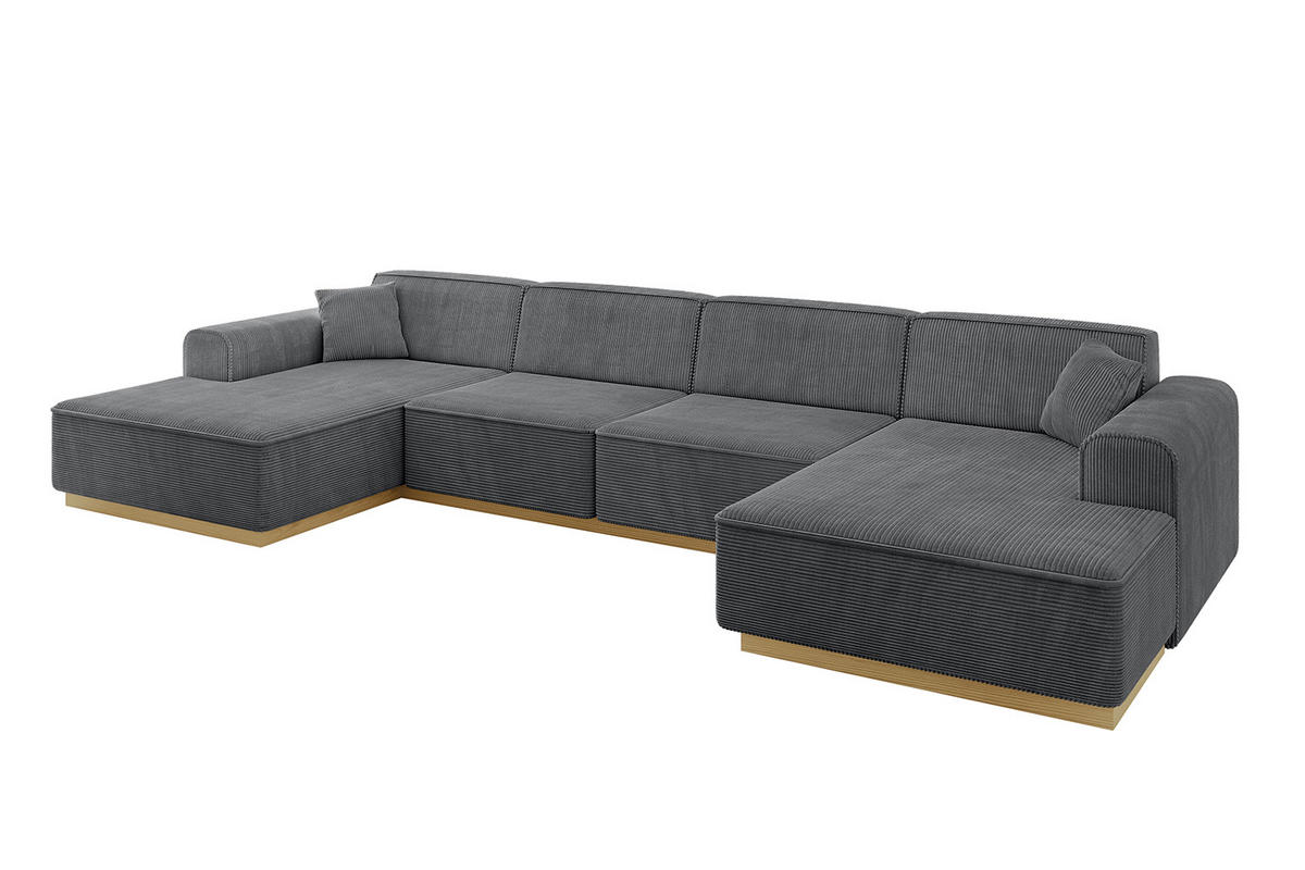 WOHNLANDSCHAFT IREA-U2-v2 - 382x165x81 cm Duneklgrau - Dunkelgrau, Holzwerkstoff/Textil (382/81/165cm) - ALTDECOR