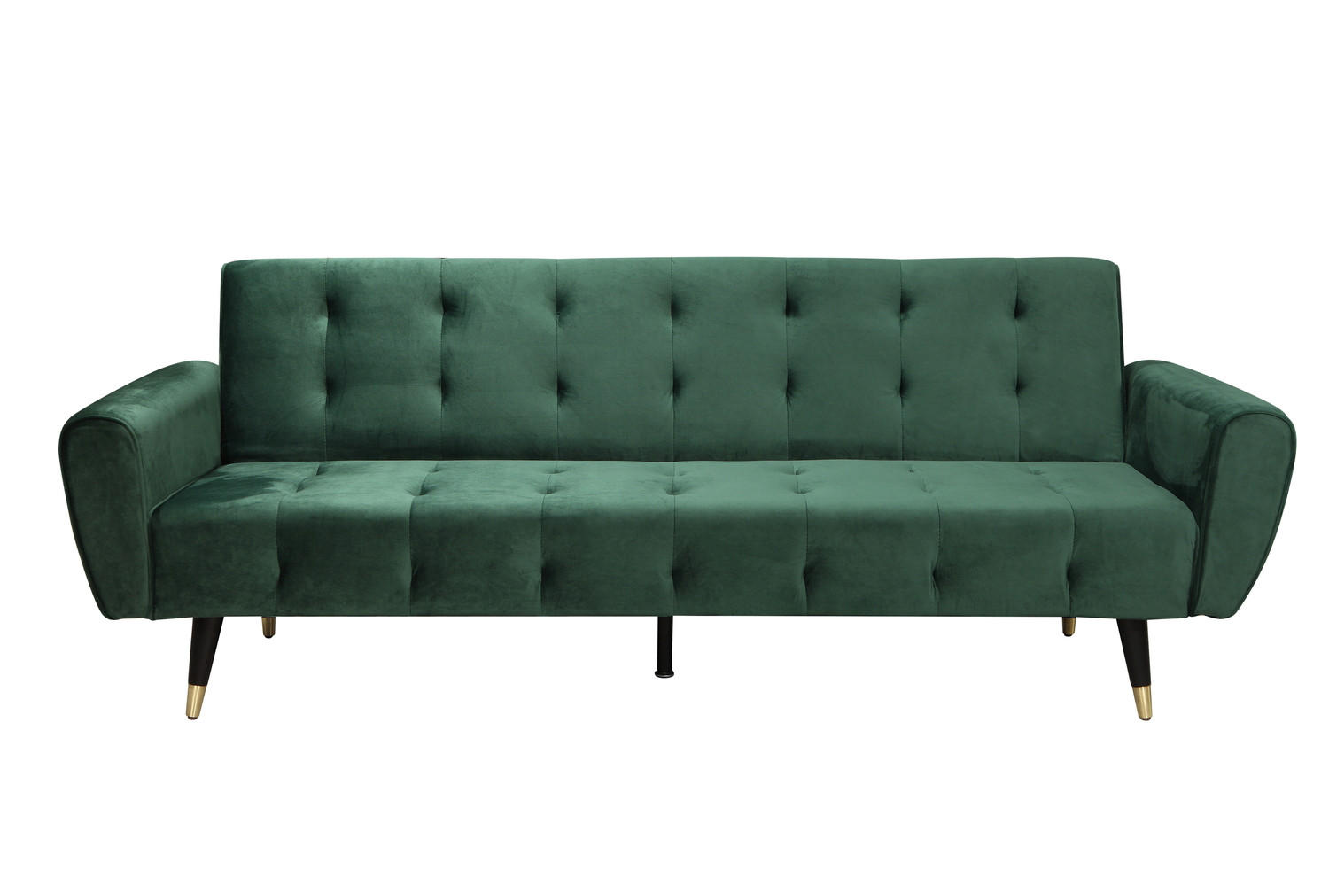 SCHLAFSOFA ontario grün 3-sitzer samt - Grün, Holz (219/83/83cm) - Concept Usine