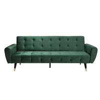 SCHLAFSOFA ontario grün 3-sitzer samt - Grün, Holz (219/83/83cm) - Concept Usine