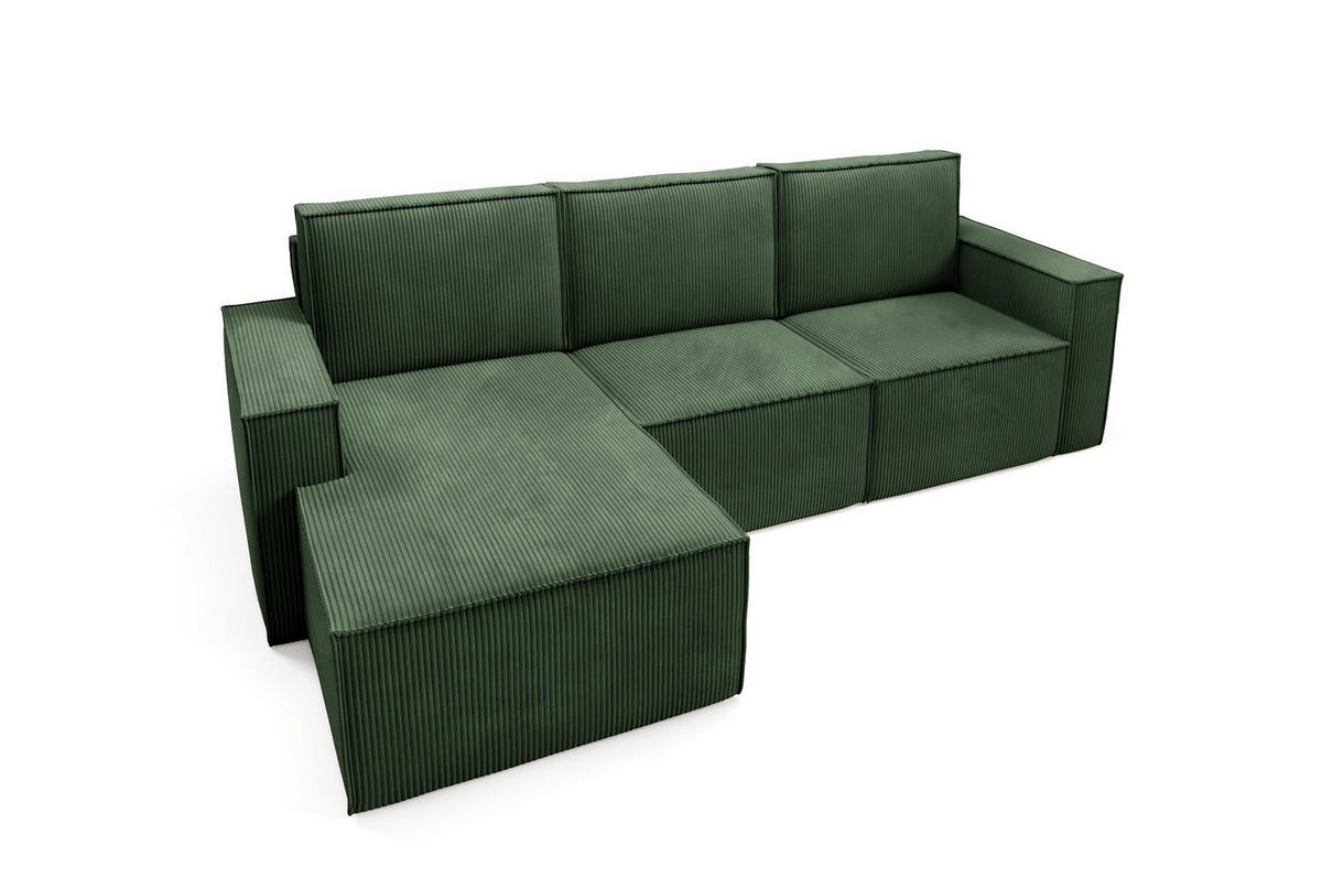 ECKSOFA Orto Grün, Dreisitzer Kordecksofa linke seite - Grün, Holzwerkstoff/Textil (180/142cm) - Bettso