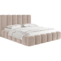 POLSTERBETT Serenity mit Bettkasten, Beige Samt 180x200 cm - Beige/Birkefarben, Holz/Holzwerkstoff (180/200cm) - WFL GROUP