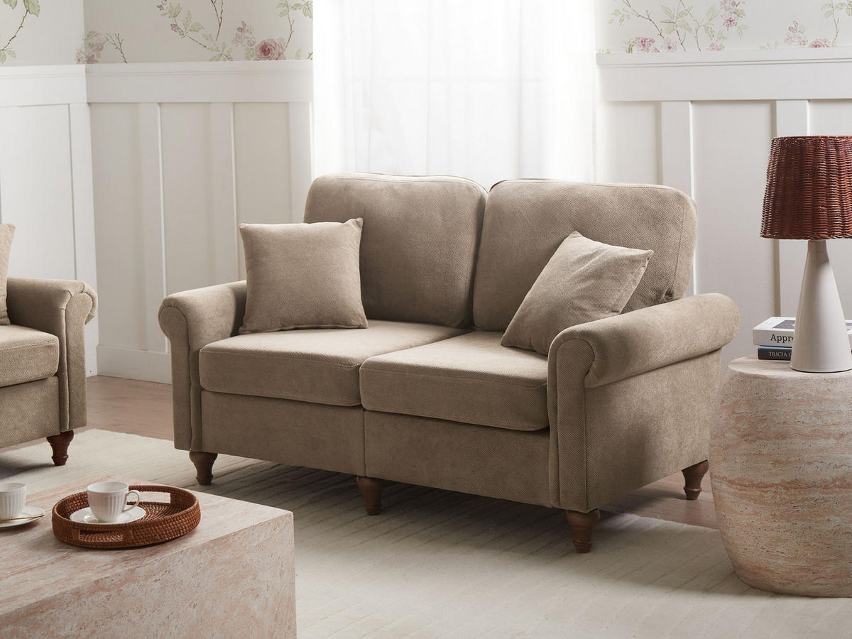 2-SITZER-SOFA Stoff Braun Ginnerup - Braun, Textil (154/84/76cm) - Beliani