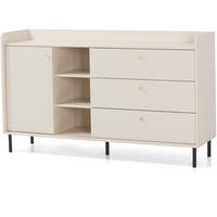 KOMMODE Gloria mit 3 Schubalden und offenen Regalen - Beige/Schwarz, Holzwerkstoff/Metall (153/91/42cm) - Beautysofa