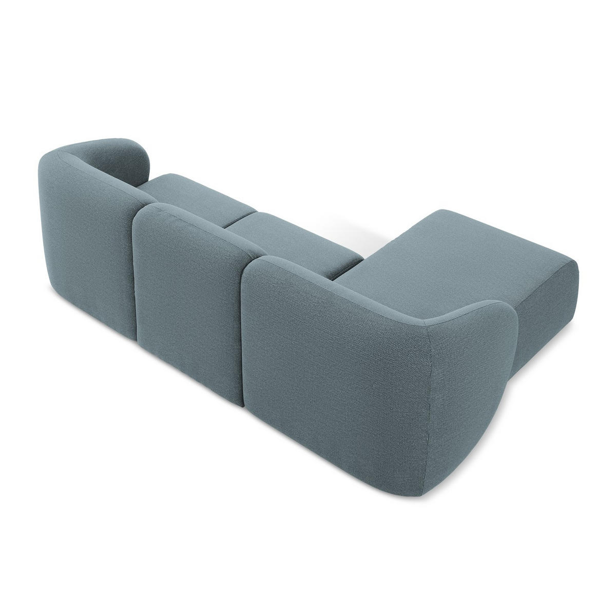 ECKSOFA Links Bouclé Stoff Blau - Blaugrau/Schwarz, Holzwerkstoff/Kunststoff (248/166cm) - LaMiaSofa