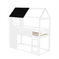 HOCHBETT Hausbett-Design 90x200 cm Holz Weiß/Schwarz - Weiß, Holz (90/200cm) - Meubliv