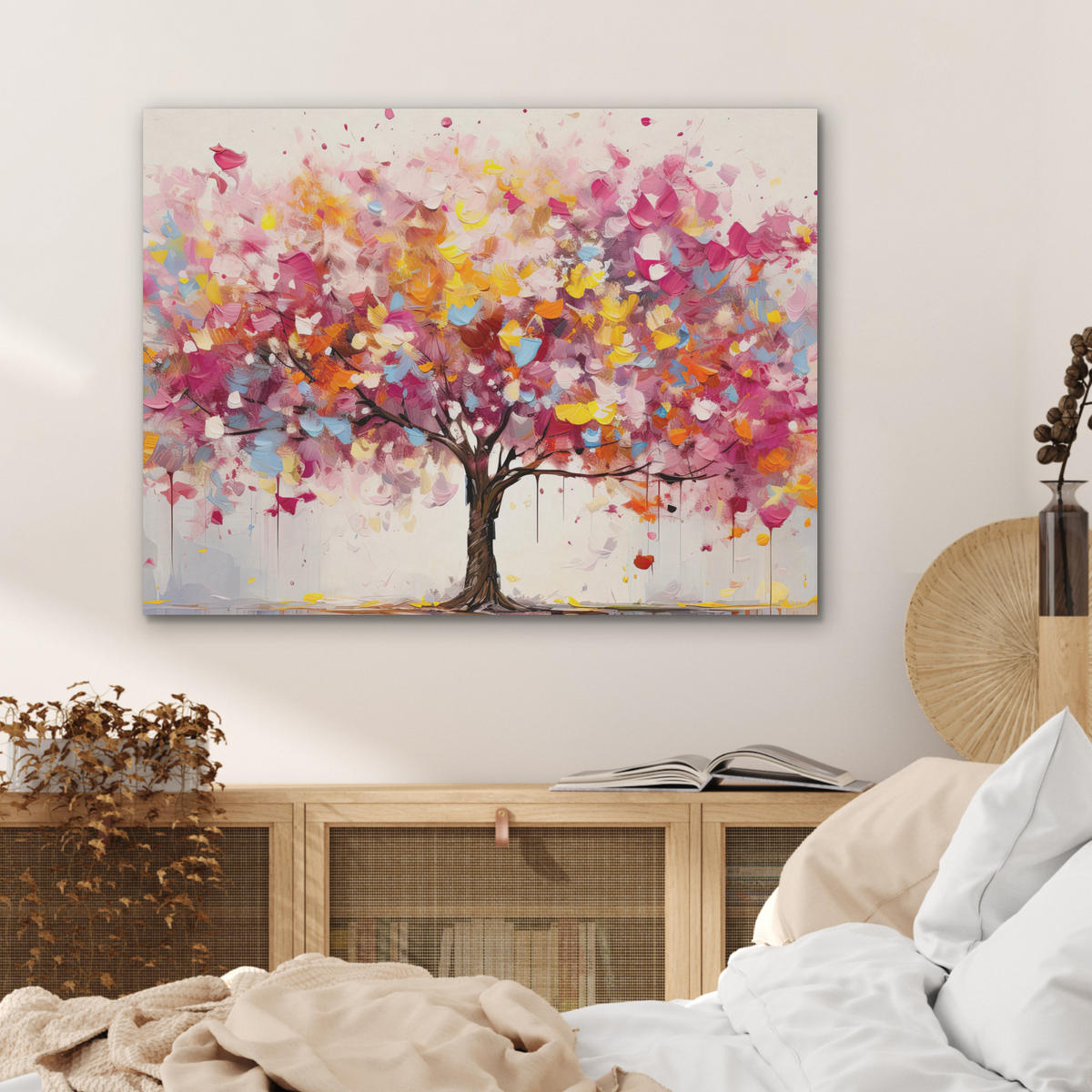 AKUSTIKPANEEL Aquarell - Baum - Kunst - Abstrakt 80x60 cm - Multicolor, Textil (80/0.9/60cm) - MuchoWow