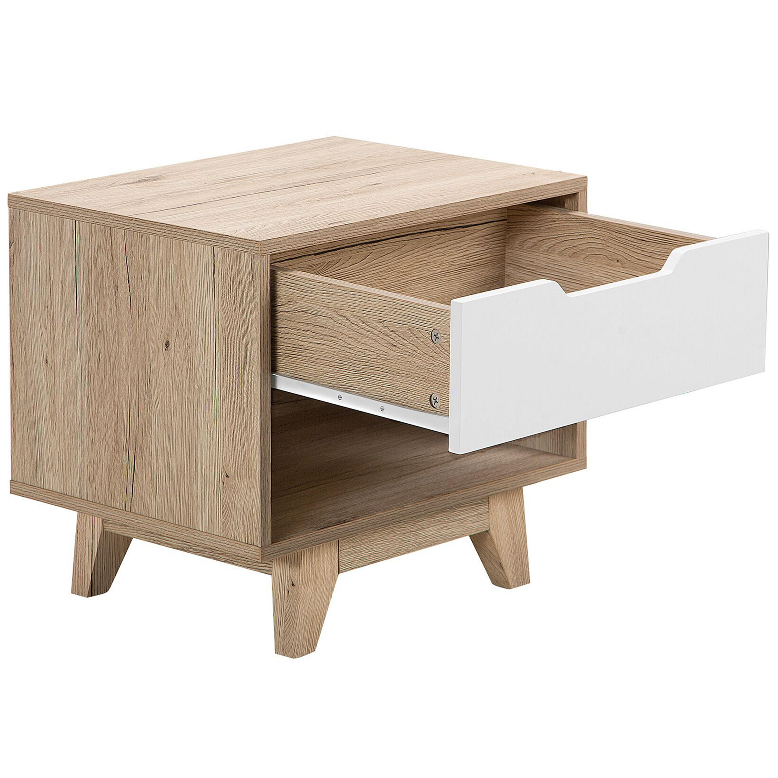 NACHTTISCH heller Holzfarbton/weiß Spencer - Hellbraun/Weiß, Holzwerkstoff (50/46/40cm) - Beliani