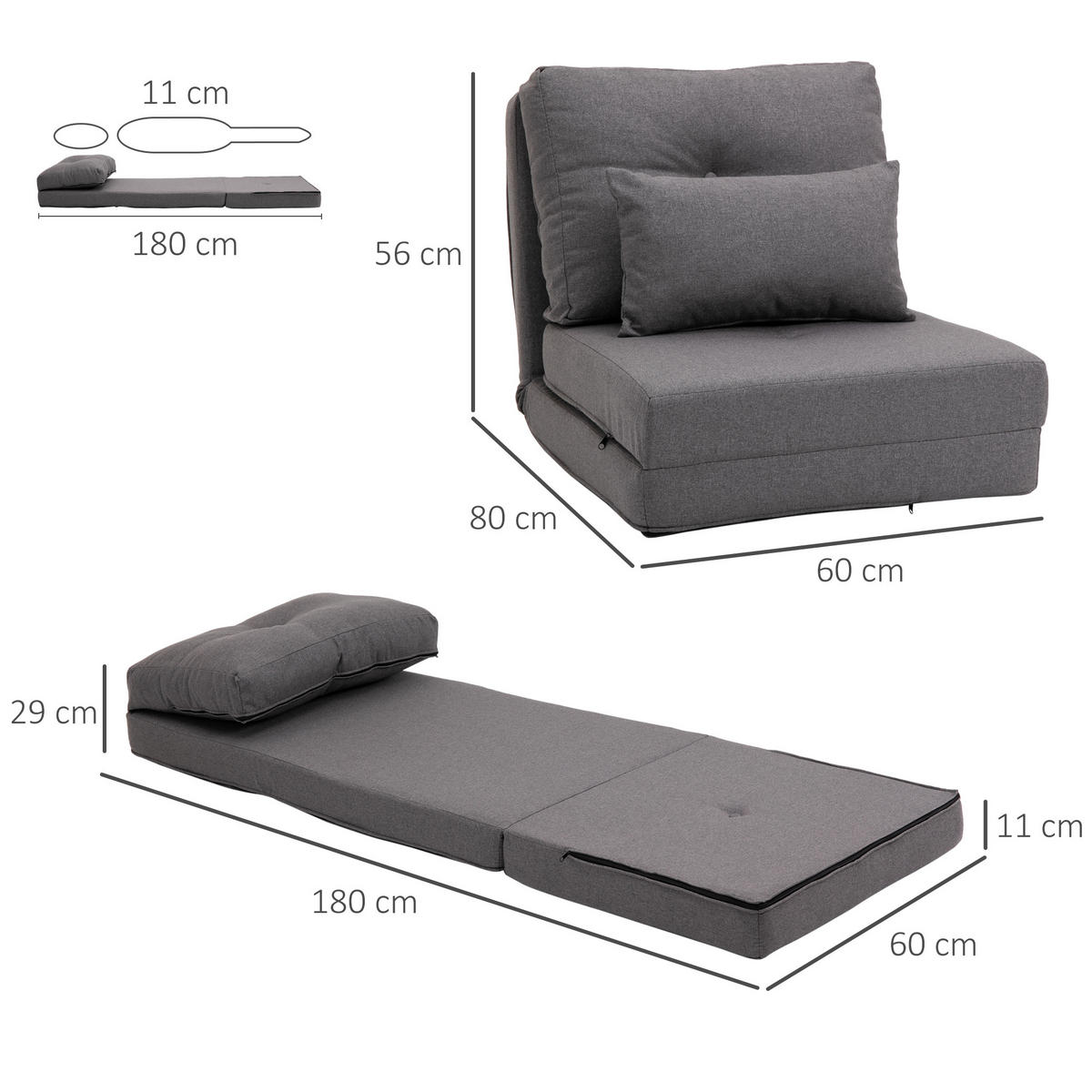 BODENSTUHL, Leinen, Metall, Dunkelgrau - Dunkelgrau, Textil (60/56/80cm) - HOMCOM
