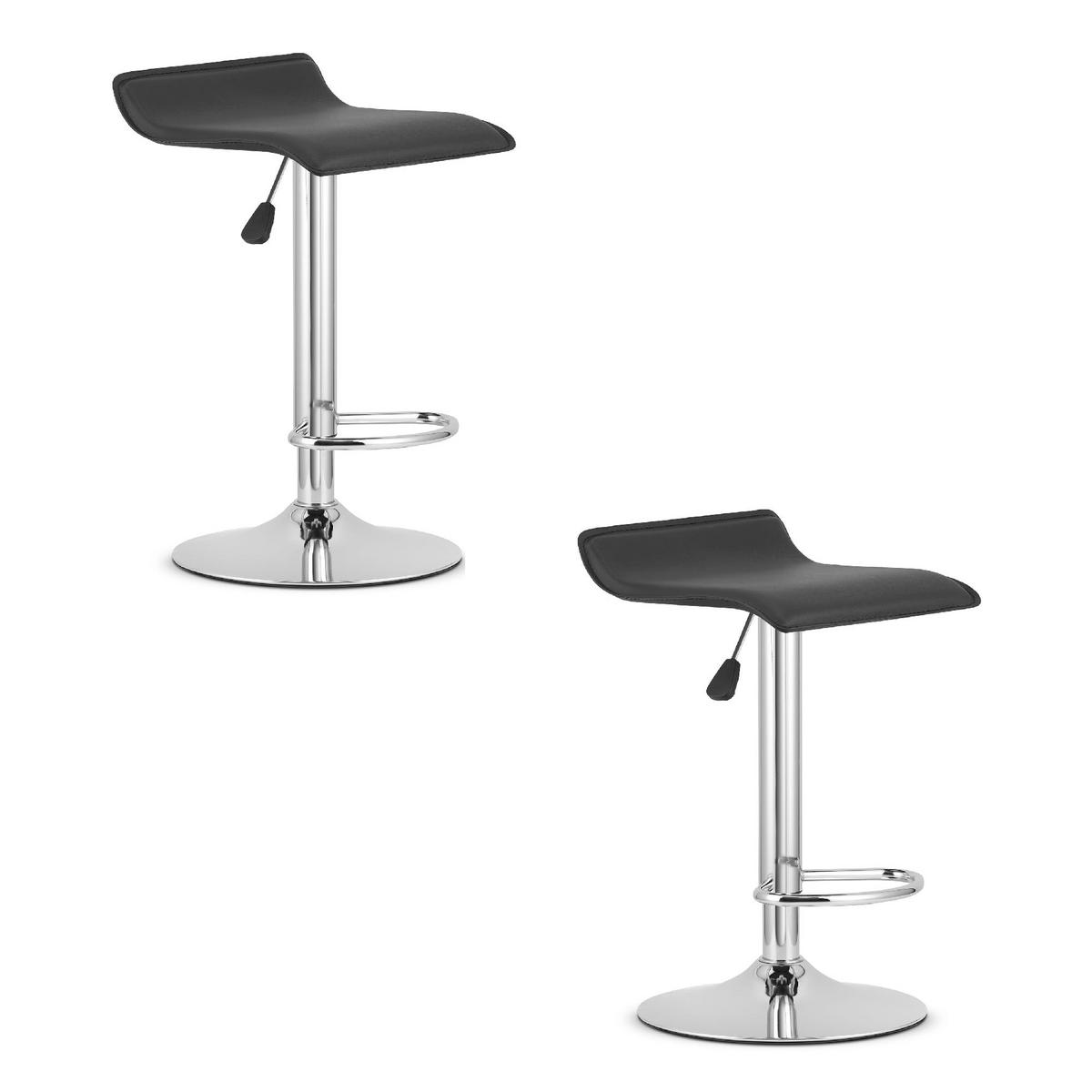 BARHOCKER 2-er Set FORT ECO schwarzer Sitz, Chrombasis - Schwarz, Leder (38.5/84/39cm) - Valora