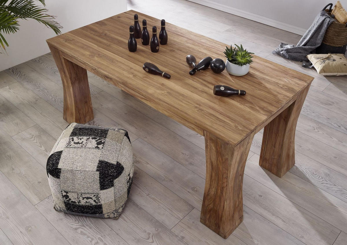 ESSTISCH TEAK 200x100x78 natur unbehandelt BASSANO #107 - Naturfarben, Holz (200/100/78cm) - Massivmoebel24