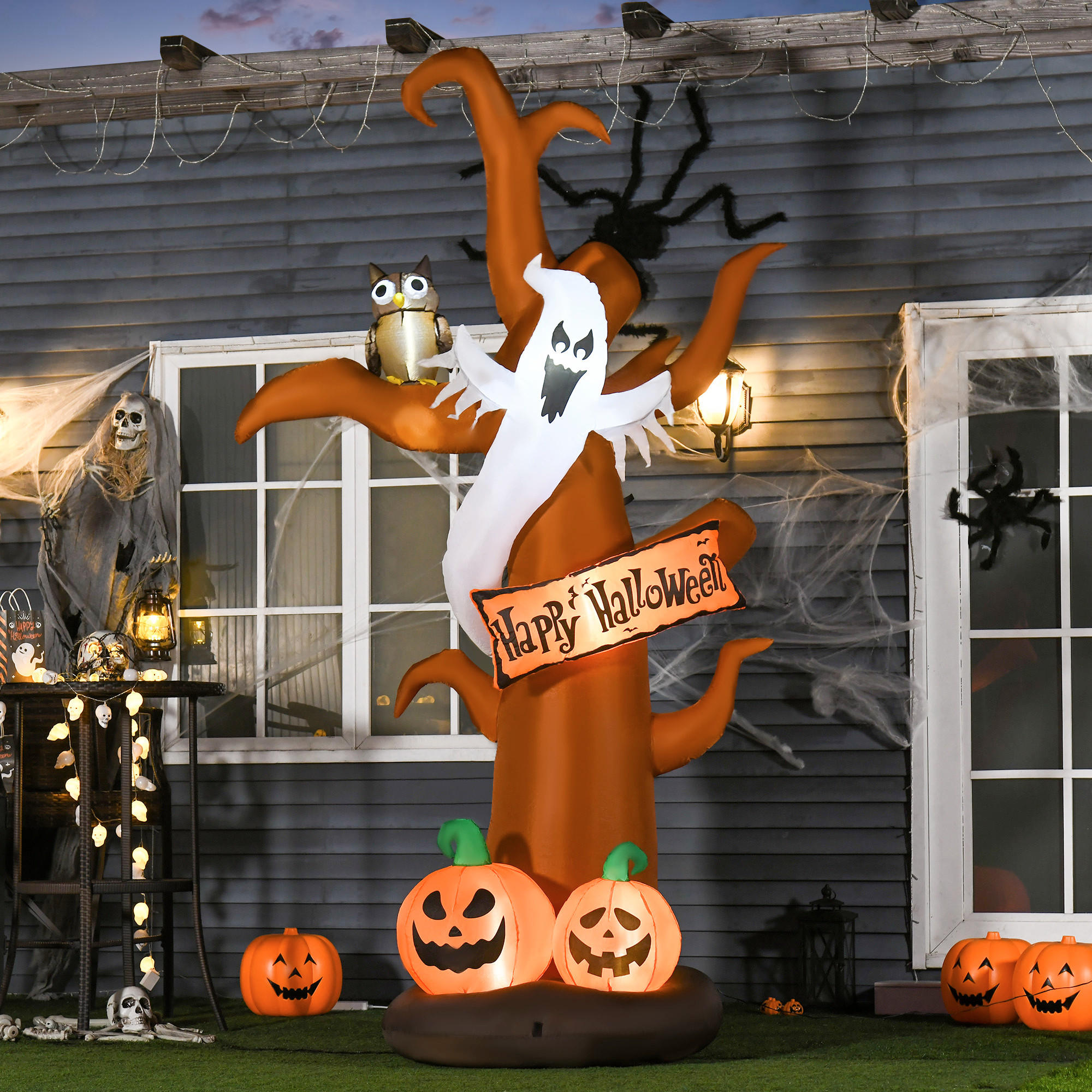 HALLOWEEN AUFBLASBARER BAUM, Braun, Polyester - Braun, Kunststoff (107/274/156cm) - HOMCOM