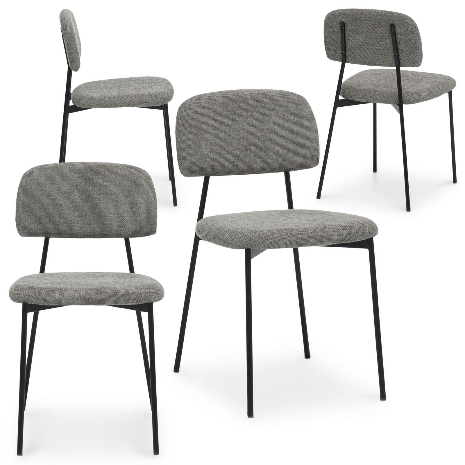 ESSZIMMERSTUHL TOLEDO 4ER-SET - Hellgrau, Textil (44/78/49cm) - IDIMEX