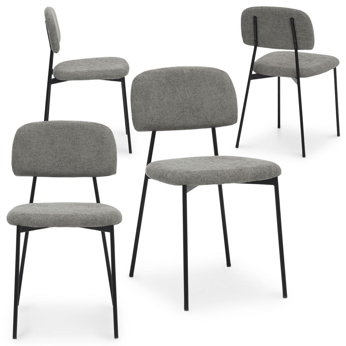 ESSZIMMERSTUHL TOLEDO 4ER-SET - Hellgrau, Textil (44/78/49cm) - IDIMEX