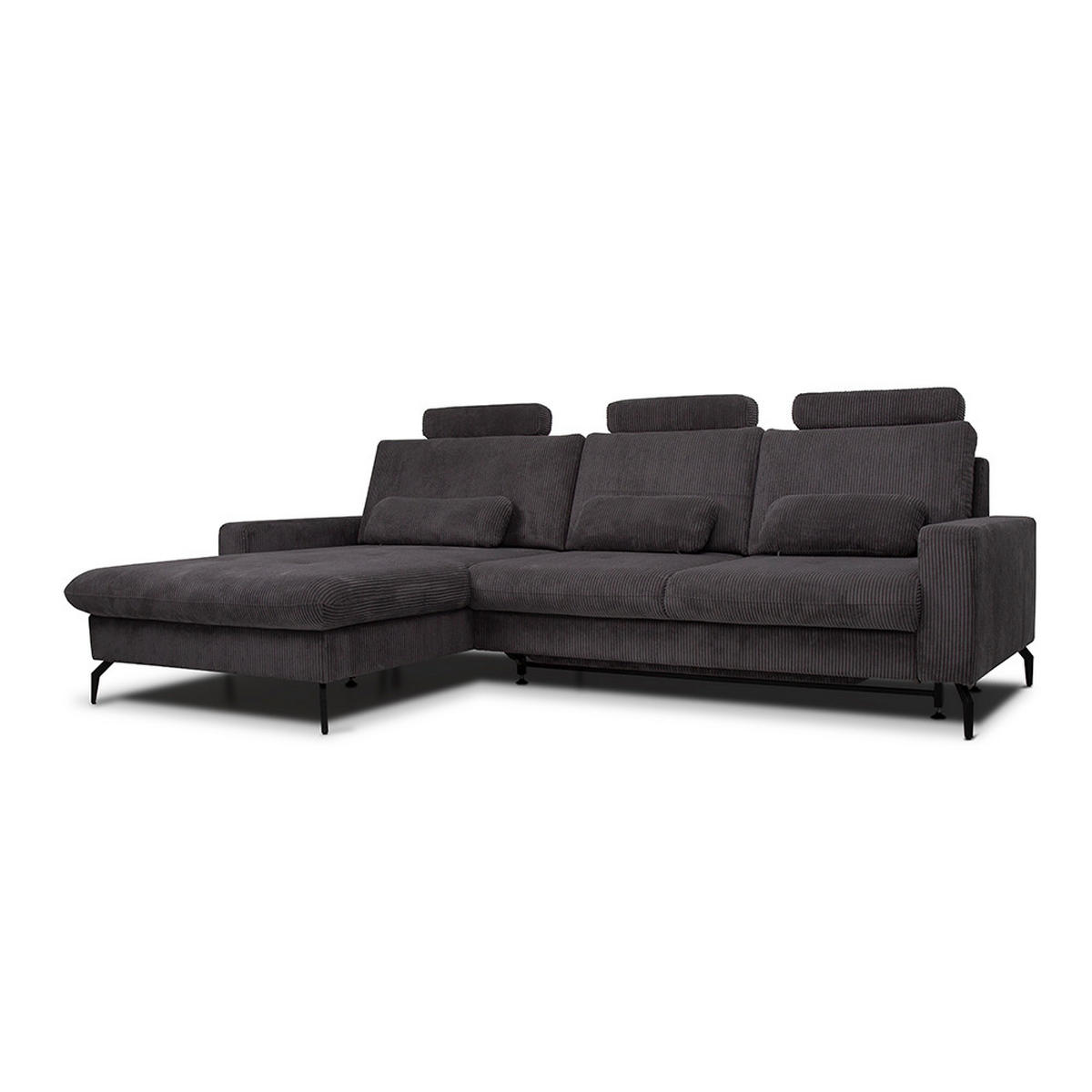 SOFA L FORM Beata Anthrazit 302 x 180 cm mit Bettkasten - Anthrazit, Textil (302/180cm) - VitaliSpa