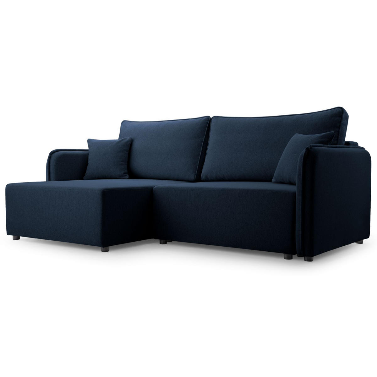 ECKSOFA Kassian, Marineblau Strukturstoff, linksseitig - Schwarz/Dunkelblau, Kunststoff/Textil (227/147cm) - Selsey