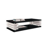 COUCHTISCH rechteckig Schwarz Weiß Hochglanz Ablage 120/40/60 cm - Schwarz Hochglanz/Weiß Hochglanz, Holzwerkstoff (60/120/40cm) - designimpex