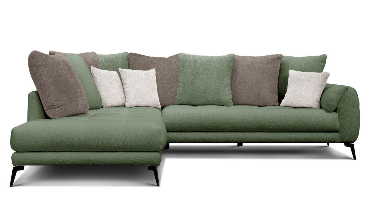 ECKSOFA CALME 5-Sitzer, olive und beige - Olivgrün, Holz/Textil (294/229cm) - Courtois Laville