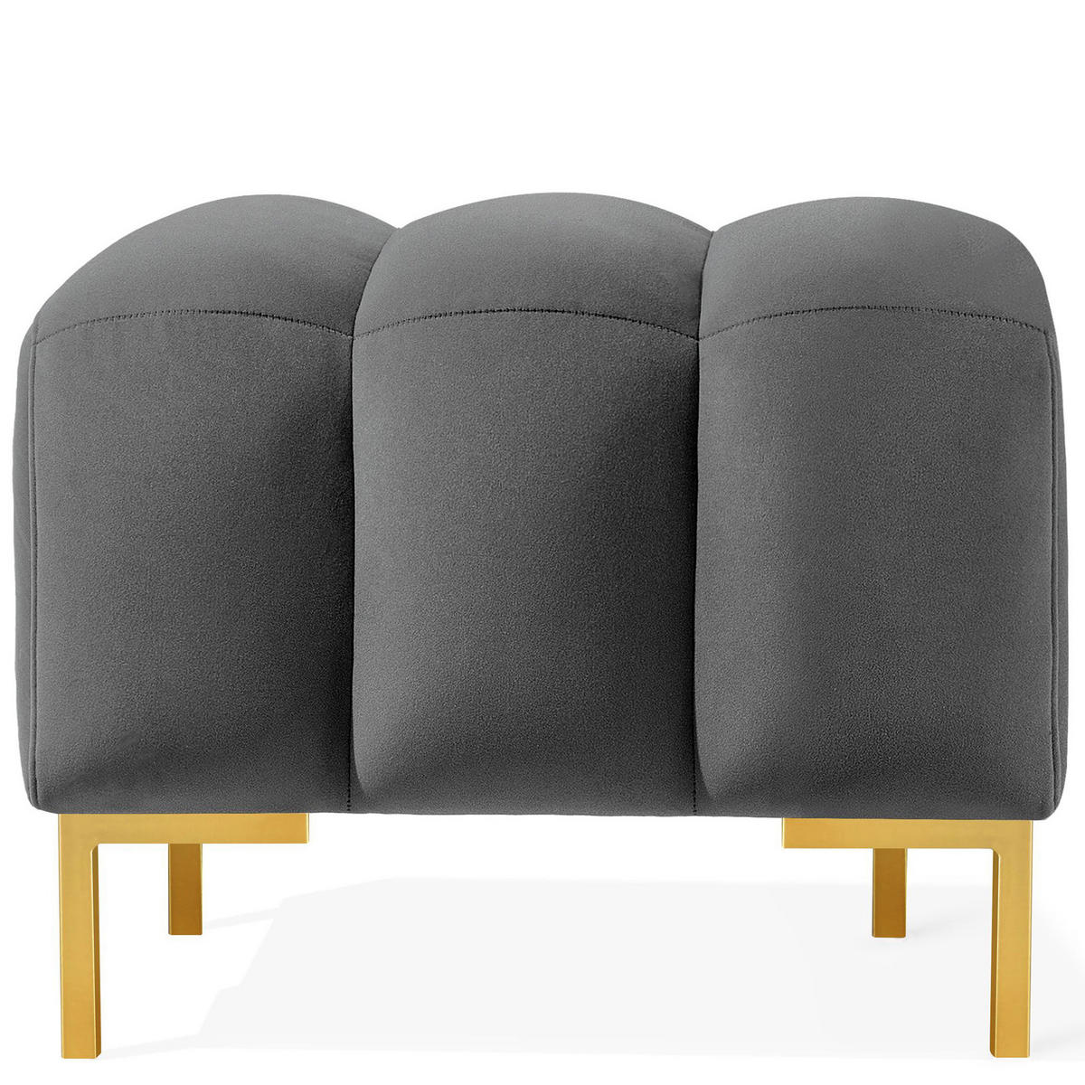 SITZHOCKER Polsterhocker PECCO, Veloursstoff - Dunkelgrau/Goldfarben, Holz/Textil (60/50/50cm) - KONSIMO®