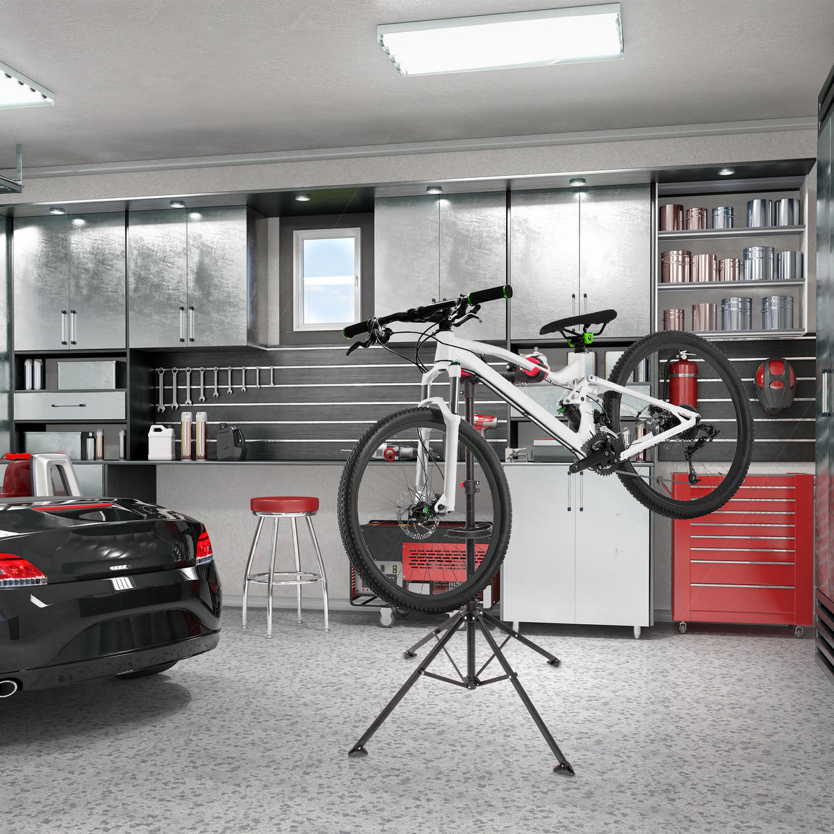 FAHRRAD-MONTAGESTÄNDER - Schwarz, Metall (90/190/90cm) - Relaxdays