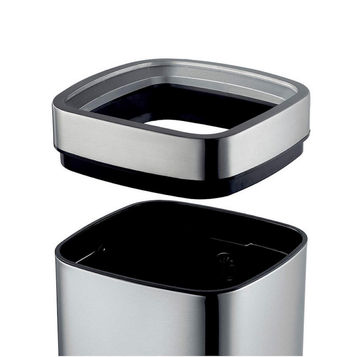 MÜLLEIMER Quadratischer Mit Offenem Einwurf 12 Liter Edelstahl Silber - Silberfarben, Metall (24/42.5/24cm) - PROREGAL