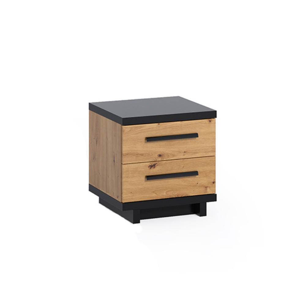Ravio Nachttisch Eiche Artisan, Schwarz 45x46x40 cm