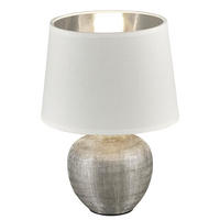 TISCHLEUCHTE LUXOR Keramik Silber Weiß - Silberfarben, Textil (18/18/26cm)
