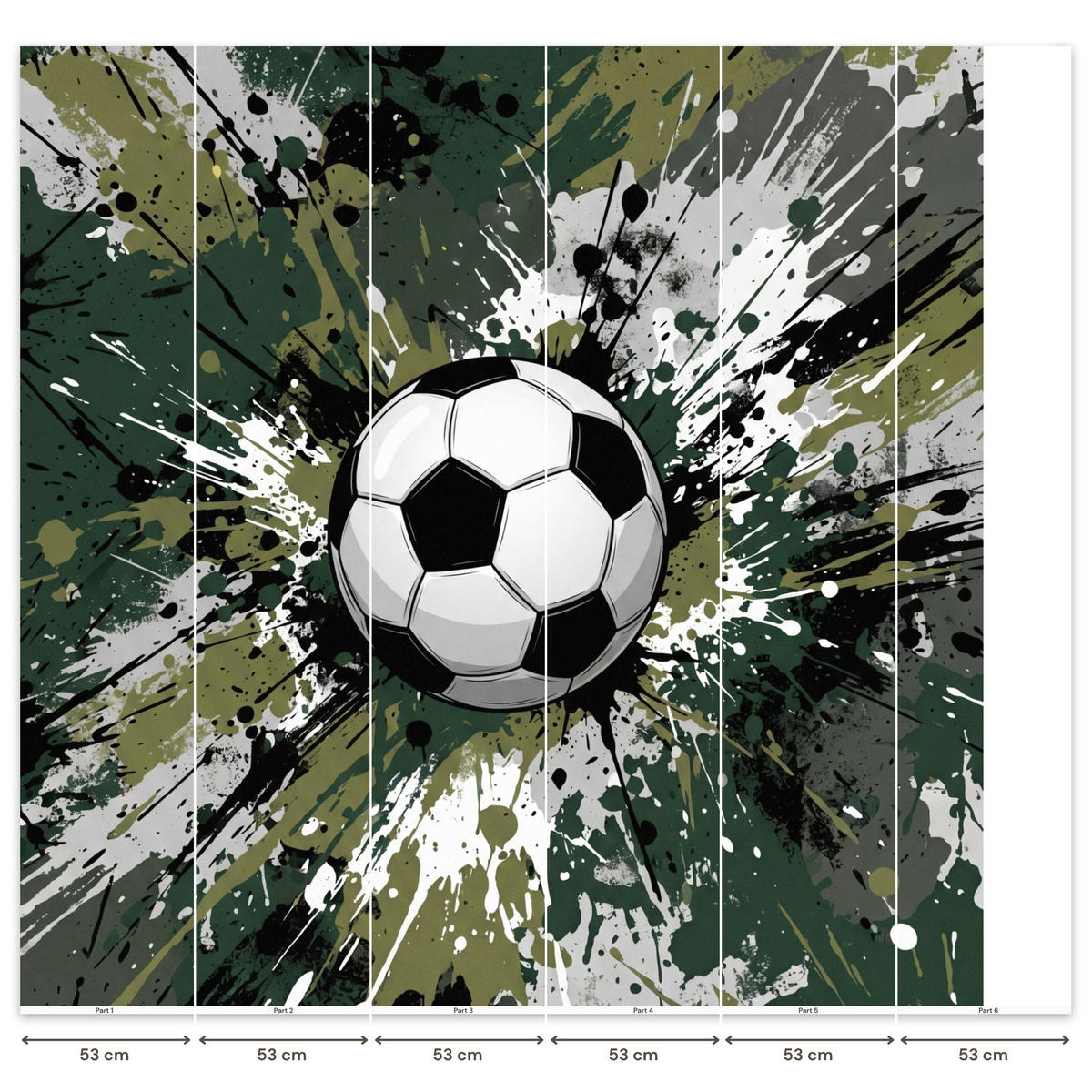 KINDERTAPETE - Fußball - Farbe - Spritzer - Grün - 280x280 cm - Dunkelgrün, Papier (280/280cm) - OnlyWow