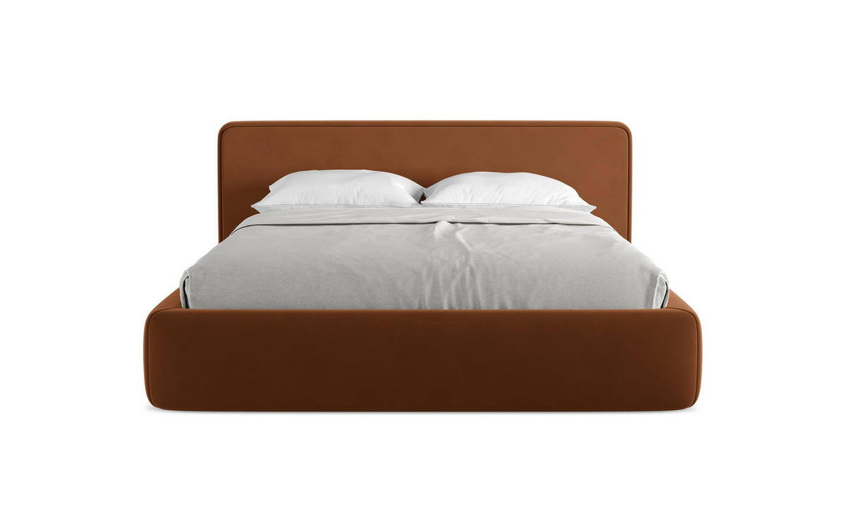 POLSTERBETT mit Bettkasten und Lattenrost 200x225 Orange - Terracotta/Schwarz, Kunststoff/Textil (160/200cm) - Makamii