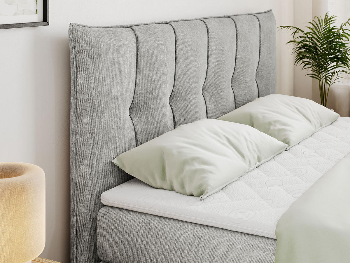 BOXSPRINGBETT PREMIUM 11 KING 160/200 Hellgrau Struktur - H3 - Hellgrau, Holz/Textil (160/200cm) - MKS