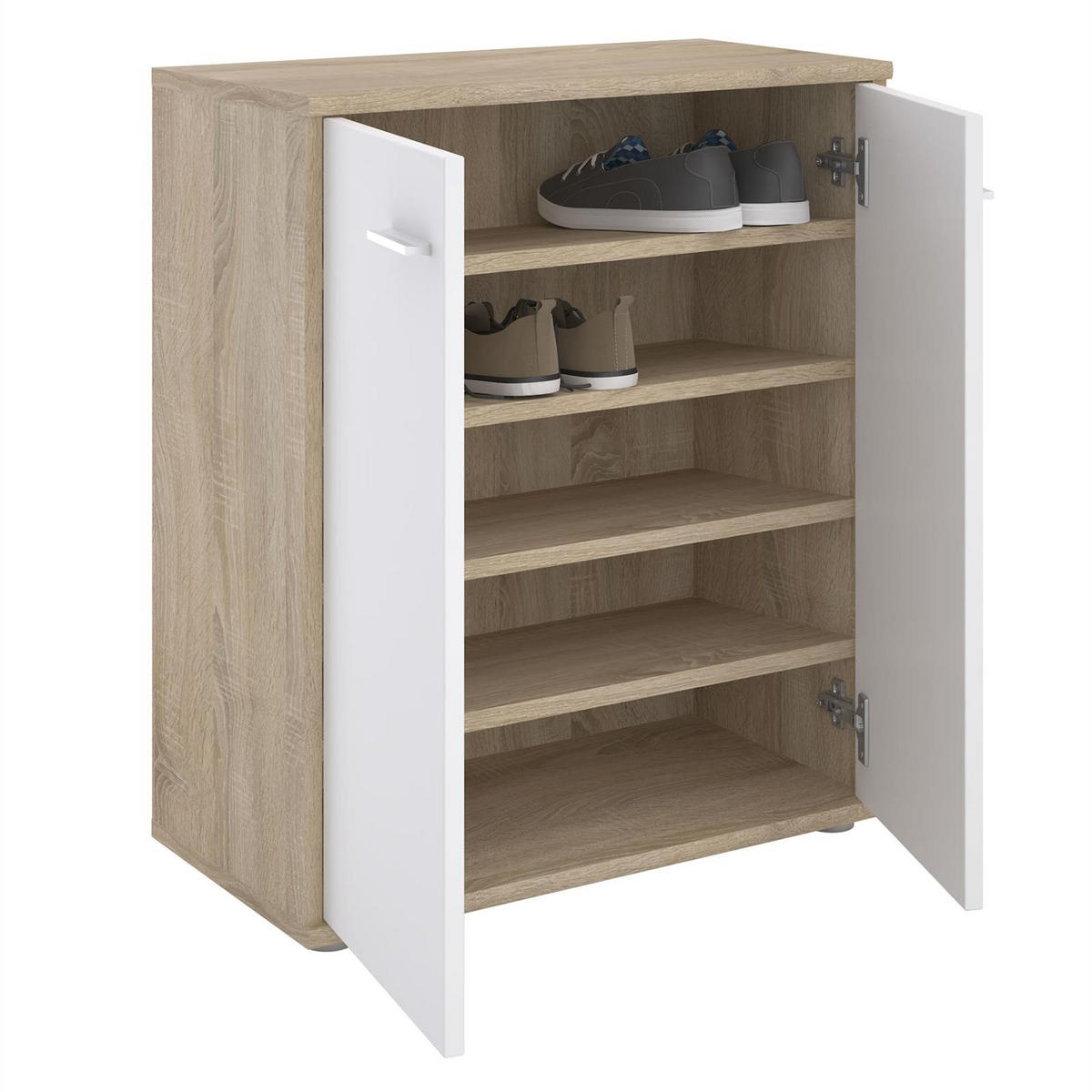 SCHUHSCHRANK LENNIS - Weiß/Sonoma Eiche, Holzwerkstoff (60/70/35cm) - CARO-Möbel