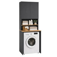 WASCHMASCHINENSCHRANK Anthrazit 2-türig 188,5 cm - Anthrazit, Holzwerkstoff (68/188.5/60cm) - Relaxdays