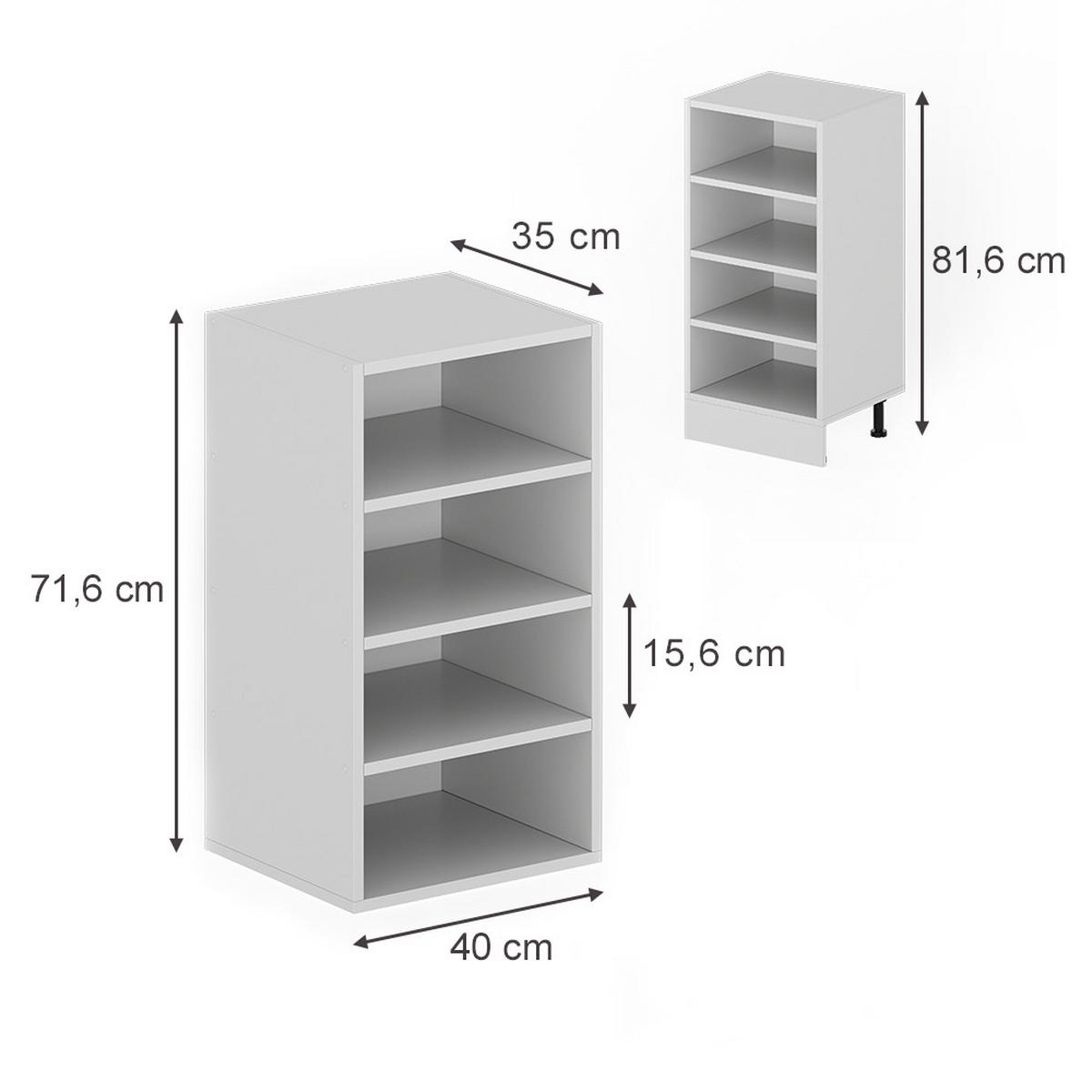 SKLADIŠČNA POLICA Rula, Bela, 40 x 81.6 cm - bela, leseni material (40/350/35cm) - Vicco