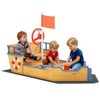 SANDKASTEN DE-18750 Piratenschiff mit Steuerruder & Stauraum - Gelb, Holzwerkstoff (158/78/45.5cm) - ComfortXL