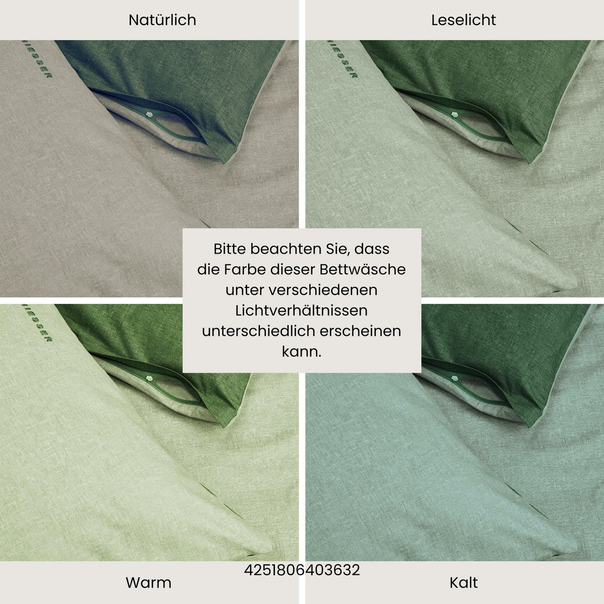 BETTWÄSCHESET Doubleface - Feinbiber - 2-teilig - 135 x 200 cm - Grün - Grün, Textil (135/200cm) - SCHIESSER