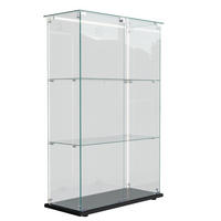 GLASVITRINE, stehend mit 3 Einlegeböden, LED-Lichtleiste, Doppeltür mit Sicherheitsschloss in Schwarz - Schwarz, Glas (35/123.3/78.5cm) - BRILVERDE