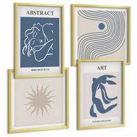 BILDER SET 4er Set - 50x50 cm & 40x60 cm Goldrahmen - Matisses stilvolle abstrakte Muster - Goldfarben, Kunststoff (50/50cm) - TULUP